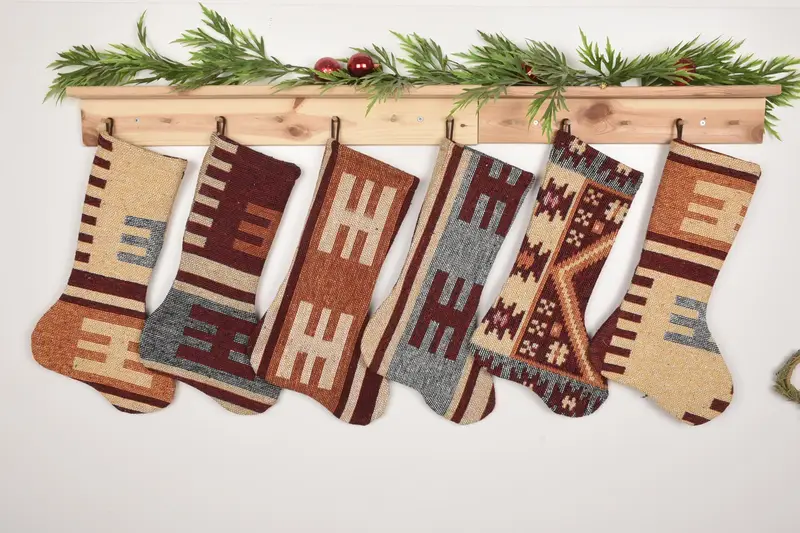 Festive Christmas Ornaments Pattern, 7 Inch Wide Christmas Stocking