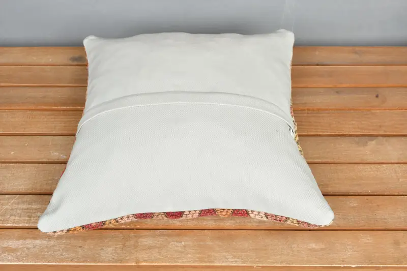 Interior Designer Pillow, Pillow Cover, Antique Pillows, 16x16 Red Cushion Cover, Throw Kilim Pillow, Ethnic Throw Pillow Sham - 5