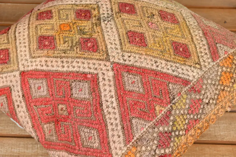 Interior Designer Pillow, Pillow Cover, Antique Pillows, 16x16 Red Cushion Cover, Throw Kilim Pillow, Ethnic Throw Pillow Sham - 3