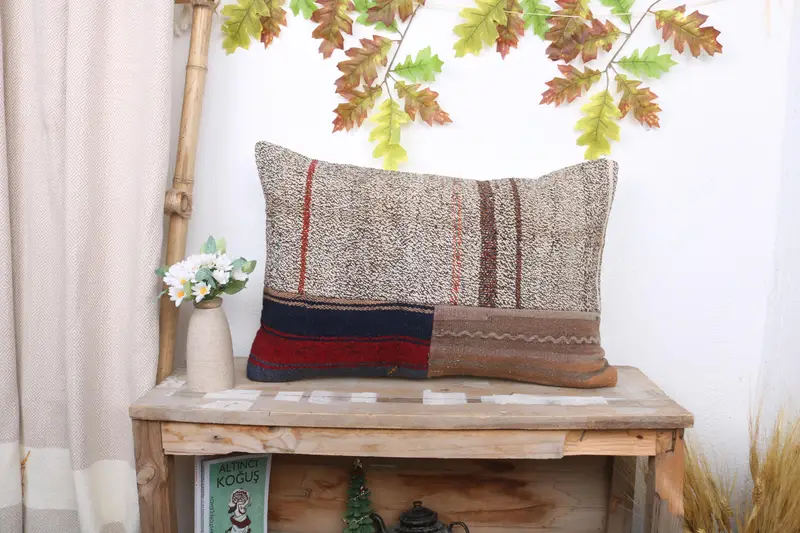El Yapımı Nakışlı Yastık, 16x24 Patchwork Kırlent