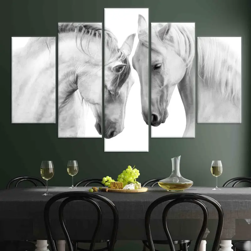 At duvar dekoru, kıyı duvarı sanatı, çiftlik evi duvarı sanatı, at aşığı hediyesi, iki at poster, modern tuval sanatı, ofis dekoru, ev dekoru, - 9