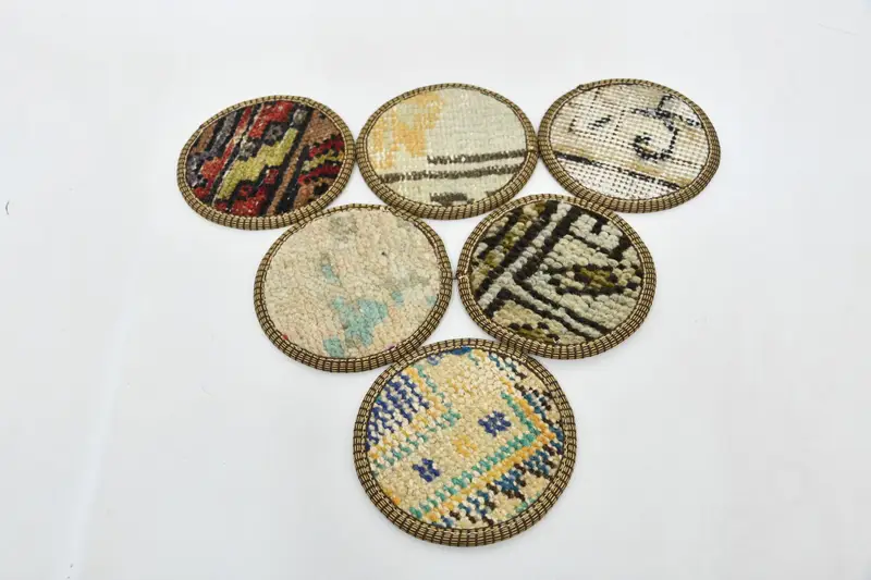 Bohemian Beige and Brown Round Coasters, Stylish Bohemian Coasters