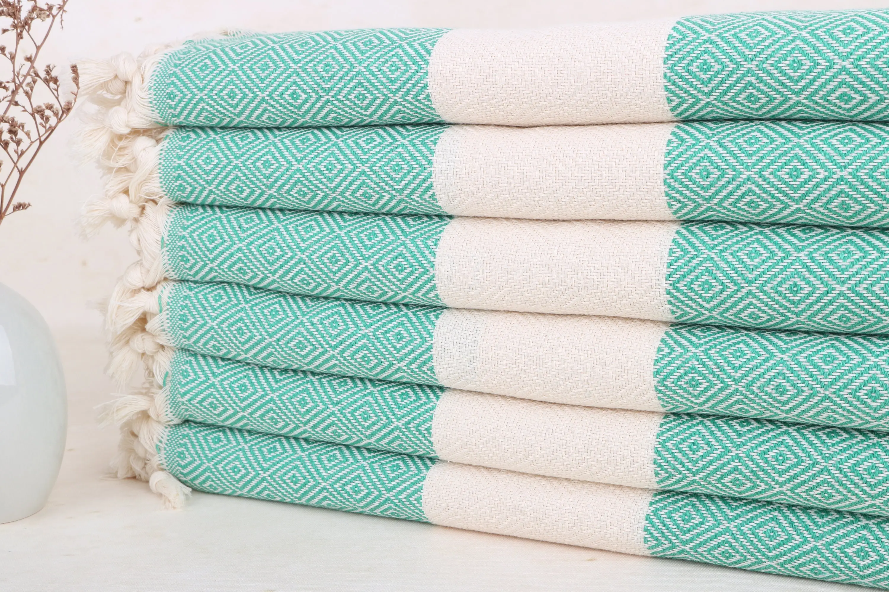 Personalized Towels Benetton Green Diamond Towel, 40x71 Inches - 1