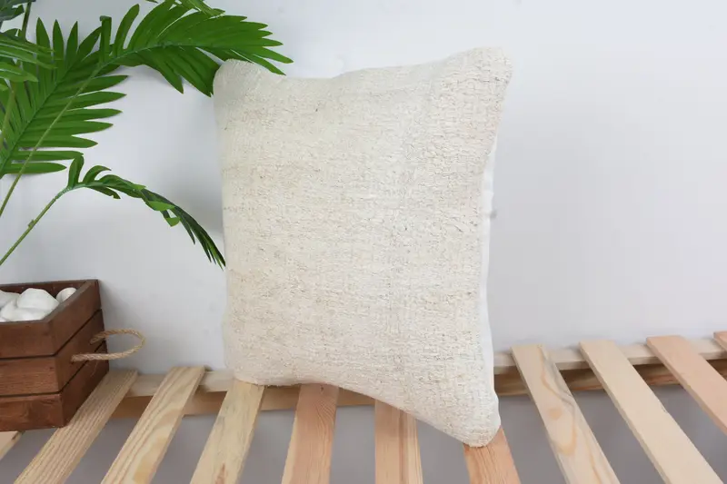 Pillow for Couch, Kilim Rug Pillow Cover, Cushion Case, Vintage Kilim Pillow, 16x16 White Cushion Cover, Ethnical Kilim Rug Pillow - 5