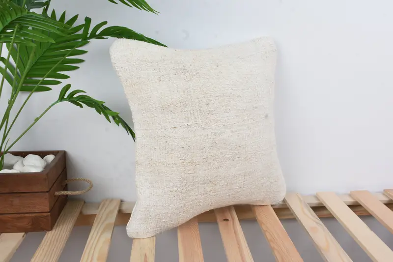 Pillow for Couch, Kilim Rug Pillow Cover, Cushion Case, Vintage Kilim Pillow, 16x16 White Cushion Cover, Ethnical Kilim Rug Pillow - 4