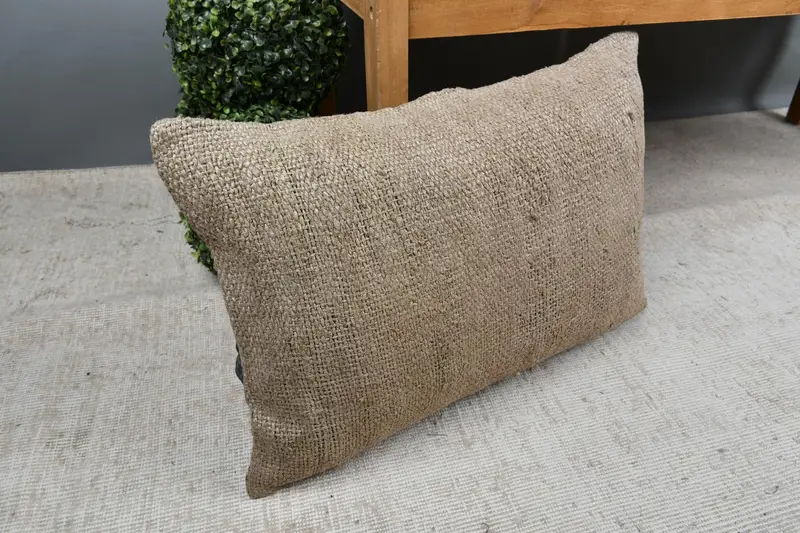 Boho Pillow, Designer Throw Cushion, 16x24 Brown Cushion Cover, Pillow, Ethnical Kilim Rug Pillow, Vintage Kilim Pillow, Ikat Pillow Cover - 7