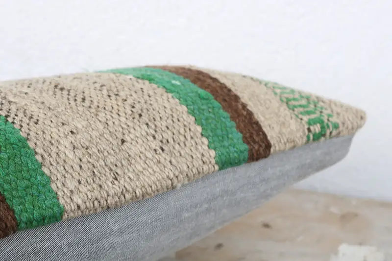 Ethnical Kilim Rug Pillow, Kilim Cushion Sham, Pillow for Sofa, 8x16 Beige Pillow Cover, Cushion Case, Wholesale Pillow Case, Pastel Cushion Cover - 6