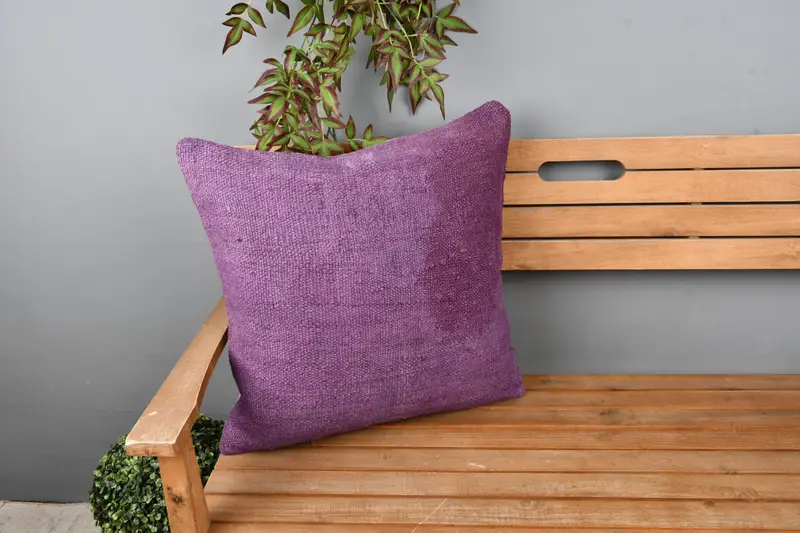 Kilim Pillow, Boho Pillow, Living Room Throw Pillow Cover, Bed Cushion Case, Throw Kilim Pillow, Cushion Cover, 22x22 Purple Pillow - 1