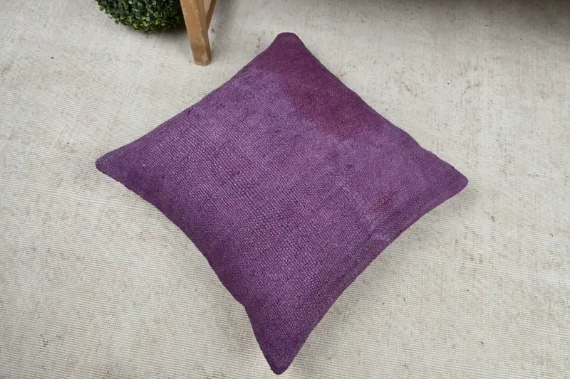 Kilim Pillow, Boho Pillow, Living Room Throw Pillow Cover, Bed Cushion Case, Throw Kilim Pillow, Cushion Cover, 22x22 Purple Pillow - 8