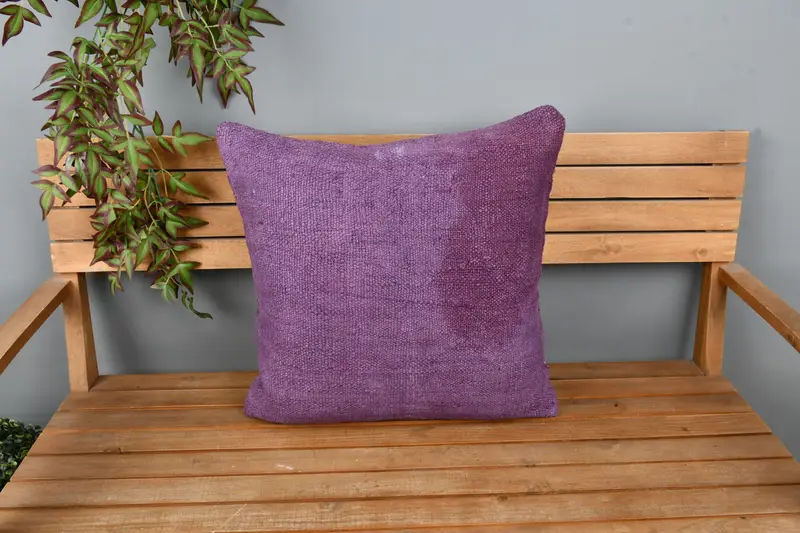 Kilim Pillow, Boho Pillow, Living Room Throw Pillow Cover, Bed Cushion Case, Throw Kilim Pillow, Cushion Cover, 22x22 Purple Pillow - 6