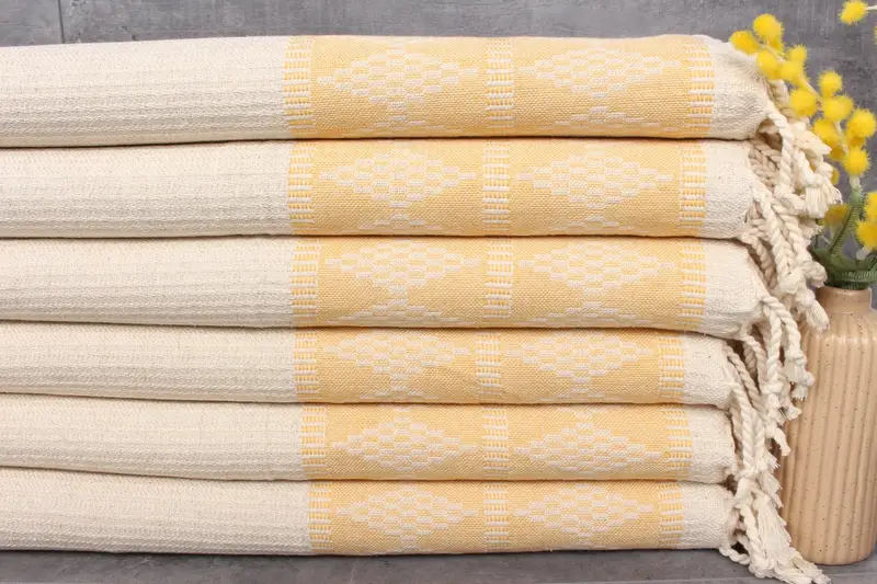 Personalized Turkish Towels Mustard Napkin Beige, 20x40 Inches
