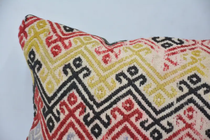12x24 Inches Green & Orange Geometric Pillow, Handmade Decorative Pillow - 2