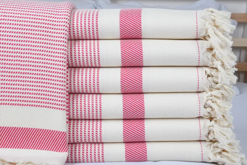 Turkish Cotton Throw Blanket, Woven Throw Blanket, Gift For Coworker, 88x80 Cotton Striped Towel, Woven Blanket, Bridesmaid Gifts, Turkish Bedspread - 1