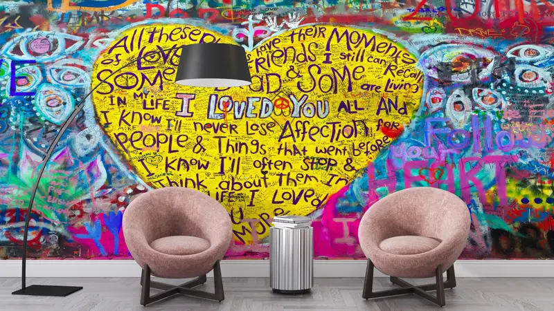 Banksy Graffiti Wall Paper, Love Paper Art, Graffiti Wallpaper, Love Graffiti Mural, Layered Paper Art, Contact Paper, Wall Art Decor - 5