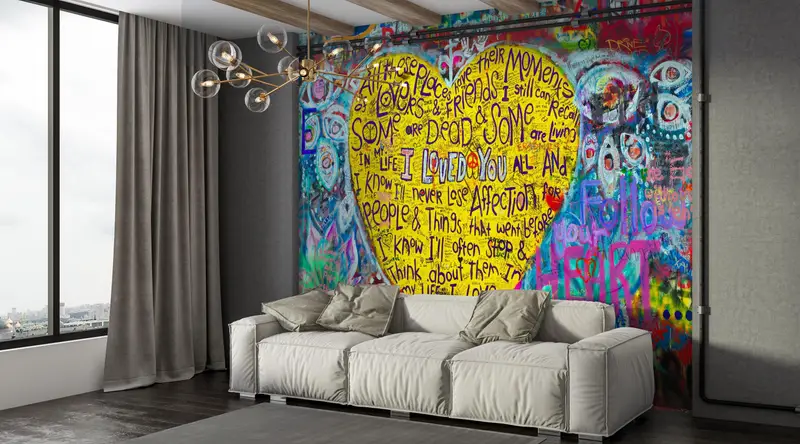 Banksy Graffiti Wall Paper, Love Paper Art, Graffiti Wallpaper, Love Graffiti Mural, Layered Paper Art, Contact Paper, Wall Art Decor - 4