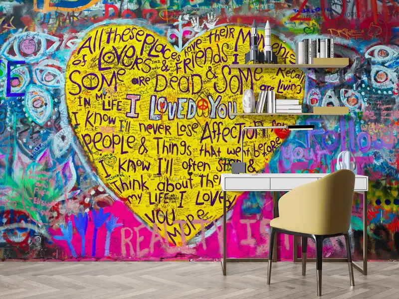 Banksy Graffiti Wall Paper, Love Paper Art, Graffiti Wallpaper, Love Graffiti Mural, Layered Paper Art, Contact Paper, Wall Art Decor - 7