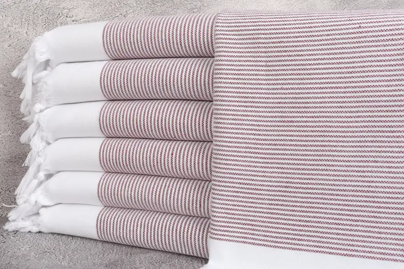 Hand Towel Striped Burgundy Washcloth, 18x40 Inches