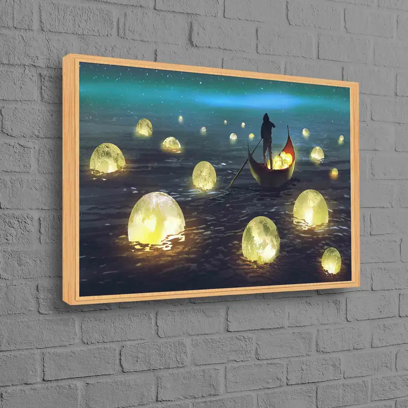 Encantador lienzo iluminado por la luna: impresión artística de paisaje nocturno abstracto