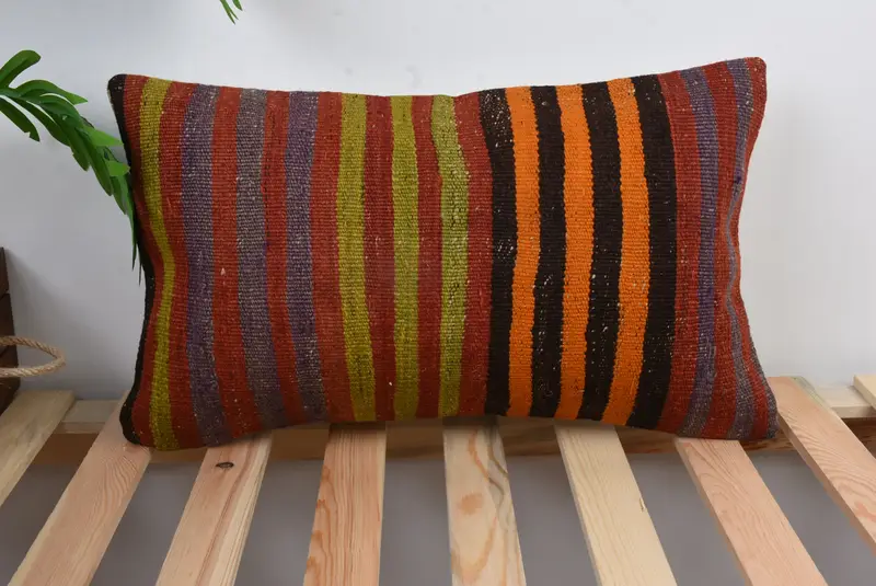 Turkish Pillow, Cushion, Tapestry Cushion Case, 12x20 Red Pillow Sham, Car Pillow, Gift Pillow, Boho Pillow Sham Cover, Tribal Cushion Case - 1