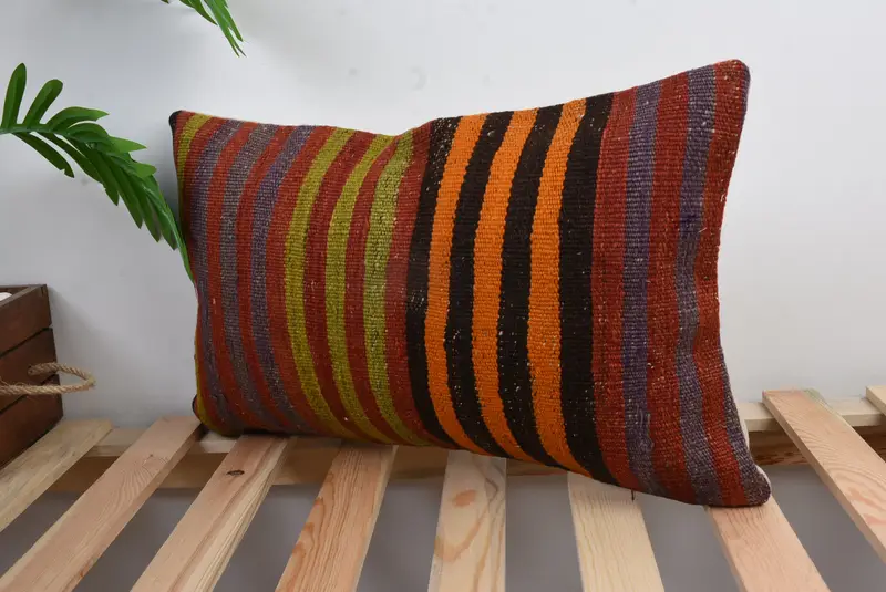 Turkish Pillow, Cushion, Tapestry Cushion Case, 12x20 Red Pillow Sham, Car Pillow, Gift Pillow, Boho Pillow Sham Cover, Tribal Cushion Case - 5