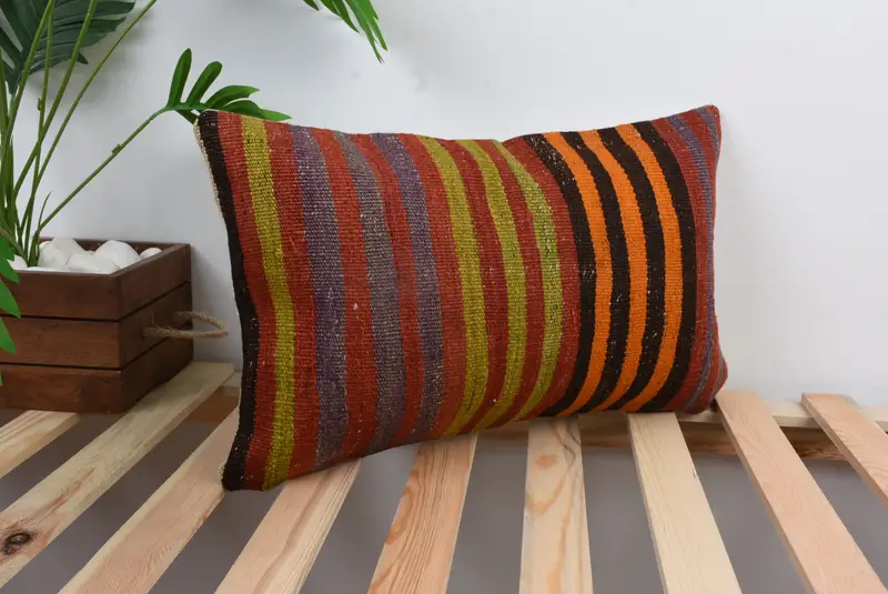 Turkish Pillow, Cushion, Tapestry Cushion Case, 12x20 Red Pillow Sham, Car Pillow, Gift Pillow, Boho Pillow Sham Cover, Tribal Cushion Case - 4