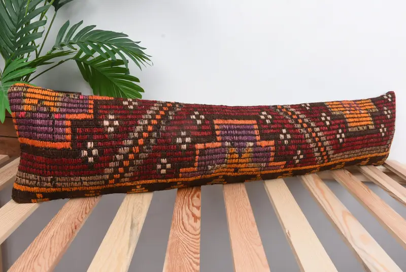 Vintage Kilim Throw Pillow, Car Pillow, 8x36 Red Pillow, Decorative Cushion Case, Handmade Kilim Cushion, Vintage Kilim Pillow, Cushion Cover - 4