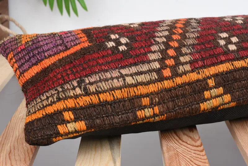 Vintage Kilim Throw Pillow, Car Pillow, 8x36 Red Pillow, Decorative Cushion Case, Handmade Kilim Cushion, Vintage Kilim Pillow, Cushion Cover - 6