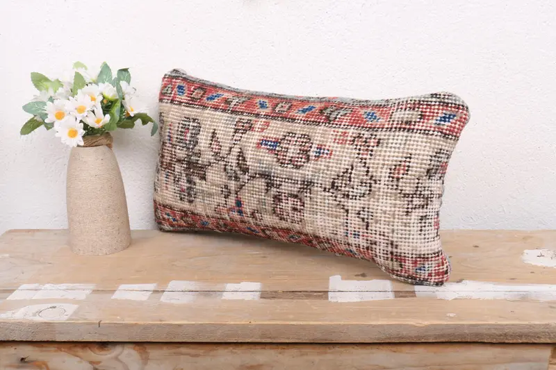 Turkish Pillow, 8x16 Beige Cushion Cover, Cushion, Interior Designer Pillow, Authentic Cushion Cover, Bed Cushion Case, Throw Kilim Pillow - 4
