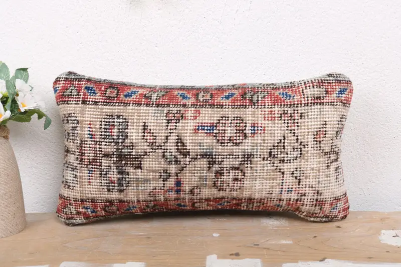 Turkish Pillow, 8x16 Beige Cushion Cover, Cushion, Interior Designer Pillow, Authentic Cushion Cover, Bed Cushion Case, Throw Kilim Pillow - 2