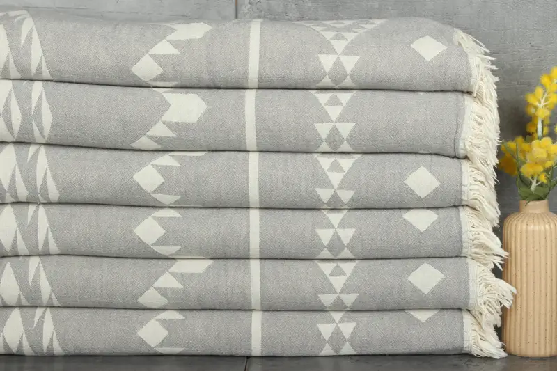 Personalized Gifts, Throw Blanket Couch, Bachelor Gifts, Custom Shower Curtain, 70x60 Cotton Geometric Towel, Woven Blanket, Decorative Bedspread - 2