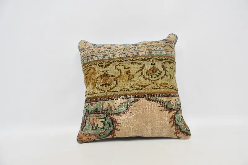 Kilim Pillow, Pillow, Gift Pillow, Handwoven Pillow Cover Cushion, 24x24 Beige Cushion Case, Car Pillow, Nautical Throw Pillow Sham, Turkish Pillow - 1