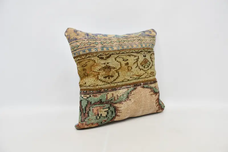 Kilim Pillow, Pillow, Gift Pillow, Handwoven Pillow Cover Cushion, 24x24 Beige Cushion Case, Car Pillow, Nautical Throw Pillow Sham, Turkish Pillow - 3