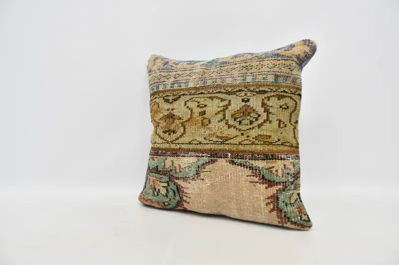 Kilim Pillow, Pillow, Gift Pillow, Handwoven Pillow Cover Cushion, 24x24 Beige Cushion Case, Car Pillow, Nautical Throw Pillow Sham, Turkish Pillow - 4