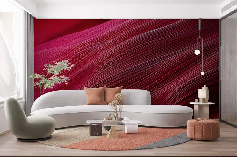 Çağdaş Baskılı Duvar Kağıdı: Zarif Kırmızı ve Pembe Tonlar