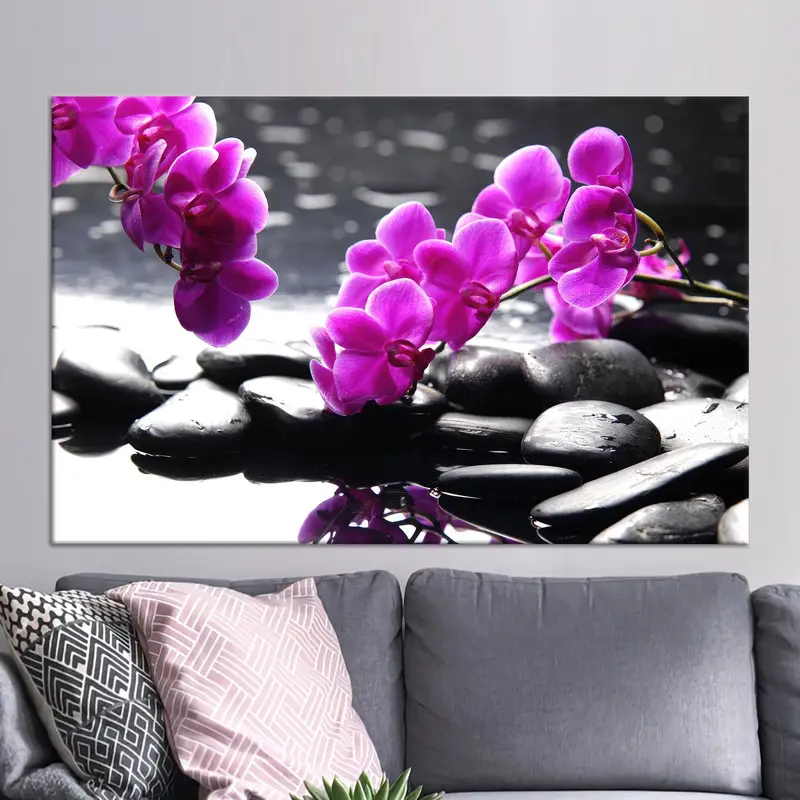 Elegant Modern Purple Orchid Spa Office Canvas Print