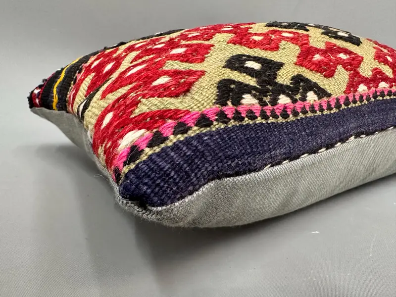 Turkish Pillow, Decorative Bolster Cushion Cover, Pillow Case, Neutral Pillow Sham, Turkish Kilim Pillow, Pillow for Couch, 12x20 Red Cushion - 6