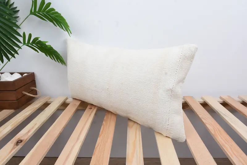 Pillow for Couch, 12x24 White Pillow Sham, Cushion Case, Toss Pillow Case, Boho Pillow Sham Cover, Turkish Kilim Pillow, Ikat Pillow Cover - 5
