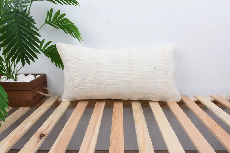 Pillow for Couch, 12x24 White Pillow Sham, Cushion Case, Toss Pillow Case, Boho Pillow Sham Cover, Turkish Kilim Pillow, Ikat Pillow Cover - 1