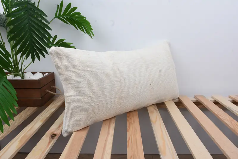 Pillow for Couch, 12x24 White Pillow Sham, Cushion Case, Toss Pillow Case, Boho Pillow Sham Cover, Turkish Kilim Pillow, Ikat Pillow Cover - 4
