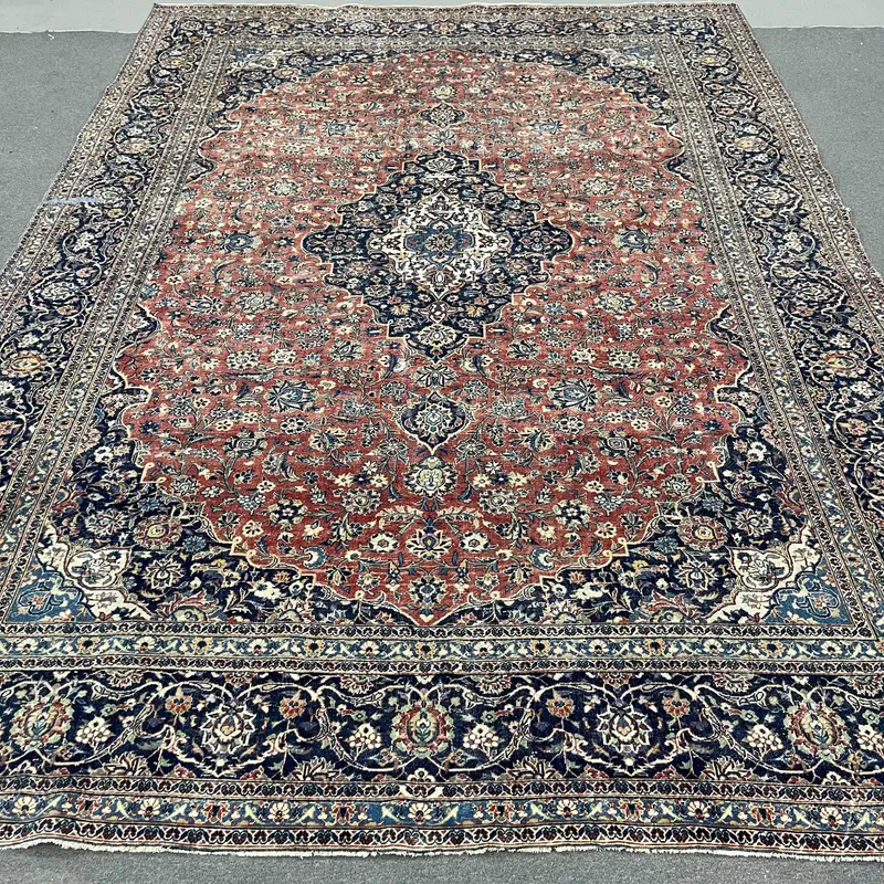 Kırmızı ve Mavi Kareli Halı, 9,9x13,9 ft Şık Dekor