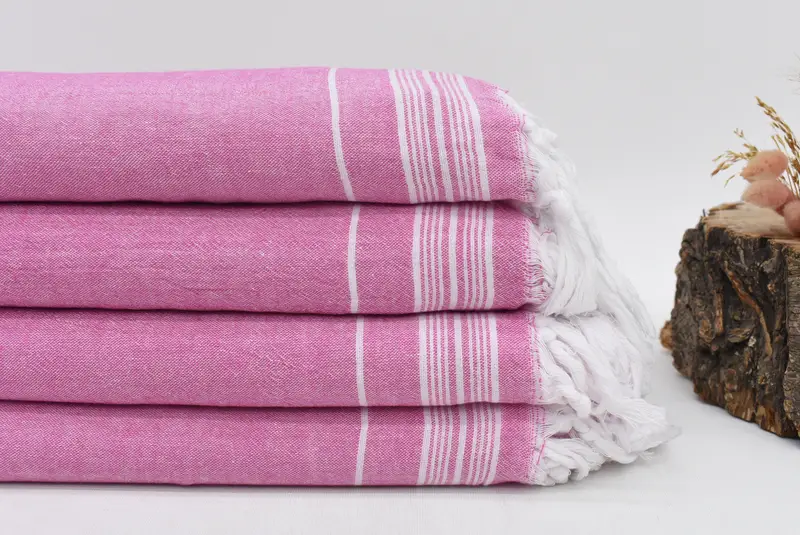 Damson Striped Turkish Organic Cotton Throw, 91x56 Inches