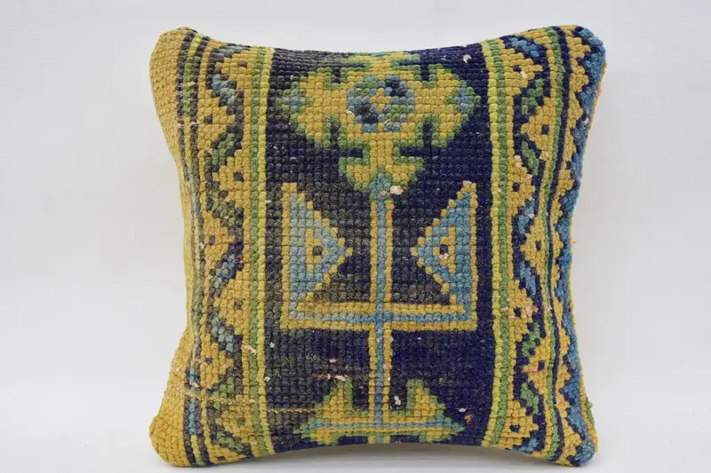 12x12 Beige Cushion, Cushion Cover, Pillow for Sofa, Handwoven Pillow Cover Pillow Cover, Handmade Throw Cushion, Vintage Pillow, Turkish Pillow - 4