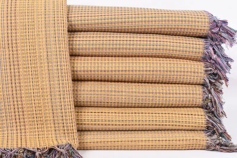 91x87 Mustard Geometric Throw, Organic Cotton, Twin XL, Bachelorette Favors