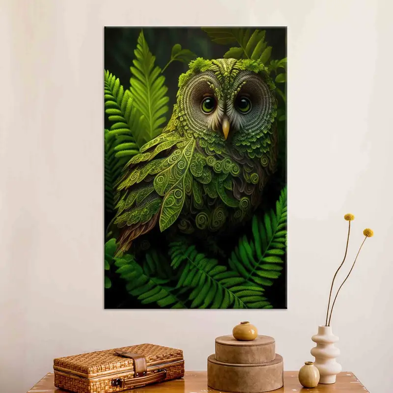 Green Owl Wall Art, Modern Wall Decor, Farmhouse Decor, Owl Lover Gift, Owl Canvas Art, Abstract Canvas, Abstract Owl Wall Art, Green Canvas - 3