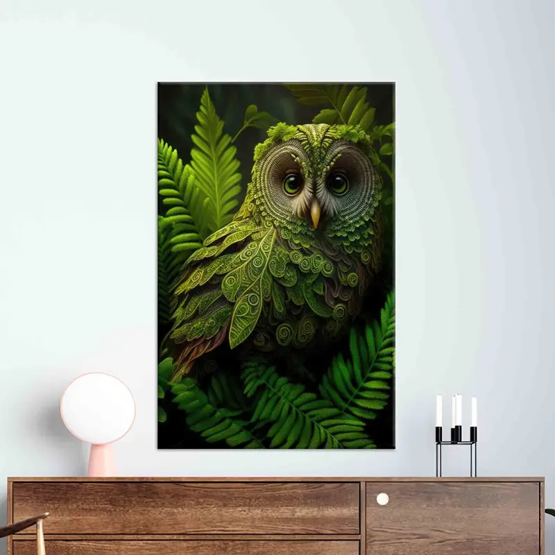 Green Owl Wall Art, Modern Wall Decor, Farmhouse Decor, Owl Lover Gift, Owl Canvas Art, Abstract Canvas, Abstract Owl Wall Art, Green Canvas - 2