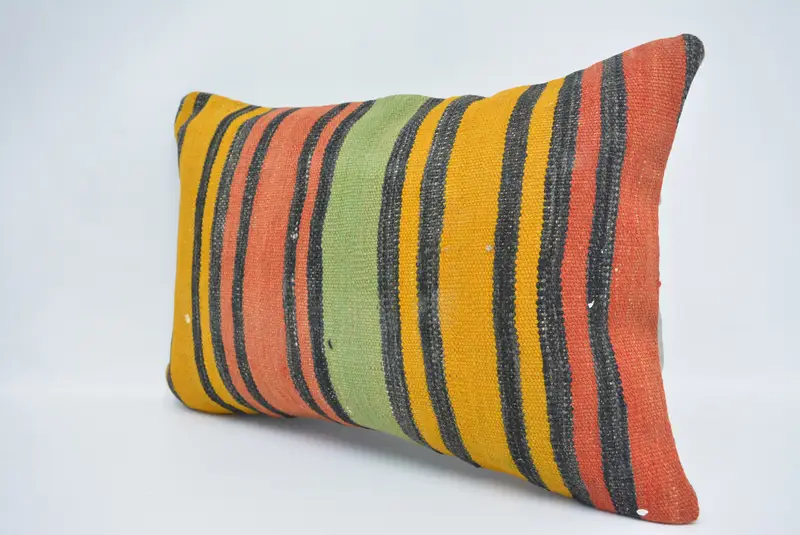 Accent Pillow, Ethnical Kilim Rug Pillow, Bench Cushion Case, Home Decor Pillow, 16x24 Red Pillow, Boho Pillow, Seat Cushion Cover, Cushion Cover - 4