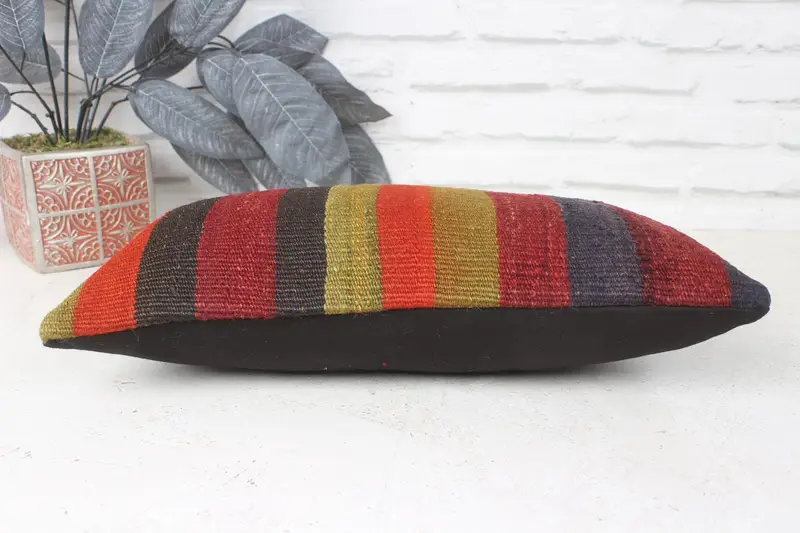 Vintage Kilim Pillow, 8x16 Red Pillow Sham, Pillow for Couch, Anatolian Pillow Sham, Pillow, Muted Cushion, Kilim Pillow Cover - 5