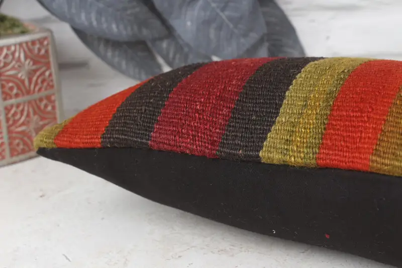 Vintage Kilim Pillow, 8x16 Red Pillow Sham, Pillow for Couch, Anatolian Pillow Sham, Pillow, Muted Cushion, Kilim Pillow Cover - 7