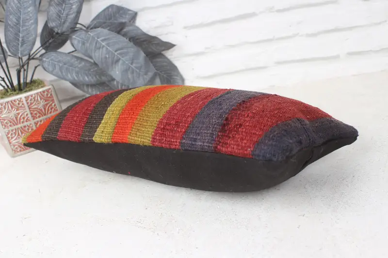 Vintage Kilim Pillow, 8x16 Red Pillow Sham, Pillow for Couch, Anatolian Pillow Sham, Pillow, Muted Cushion, Kilim Pillow Cover - 6