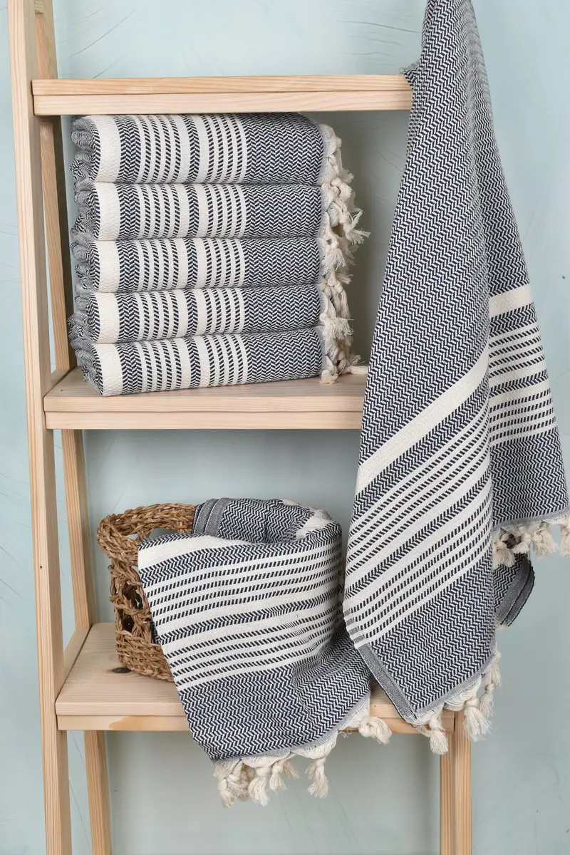 Lightweight towel, Beach Towel Bulk, Birthday Gift, 70x40 Cotton Striped Towel, Absorbent towel, Travel towel, Lightweight Turkish towel for beach - 3